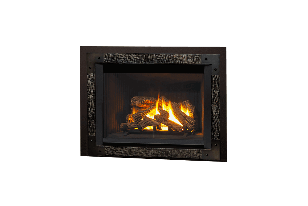 Legend G4 Insert Series shown with Logs, Edgemont Hammered Front in Oiled Bronze and Backing Plate