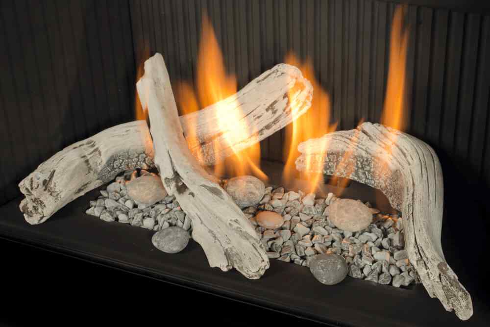 Valor G4 Gas Fireplace Insert Pebble Beach Driftwood Logs