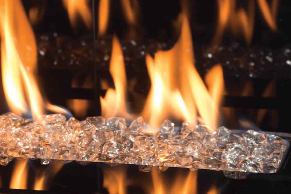 L1 Linear Gas Fireplace Murano Glass