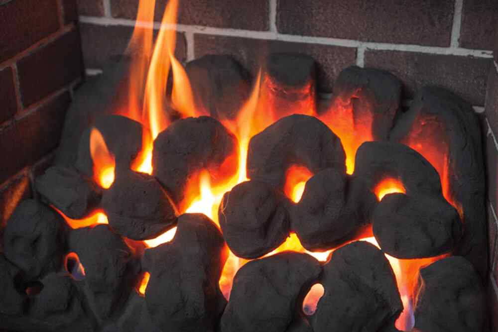 Portrait Gas Fireplace Coal Set