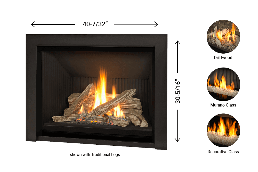 H5 Gas Fireplace - 1135TSB Three-Sided dimension