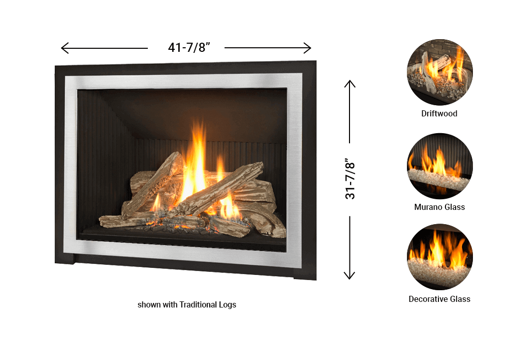 H5 Gas Fireplace - 1135TSBE Three-Sided Edgemont Front dimension