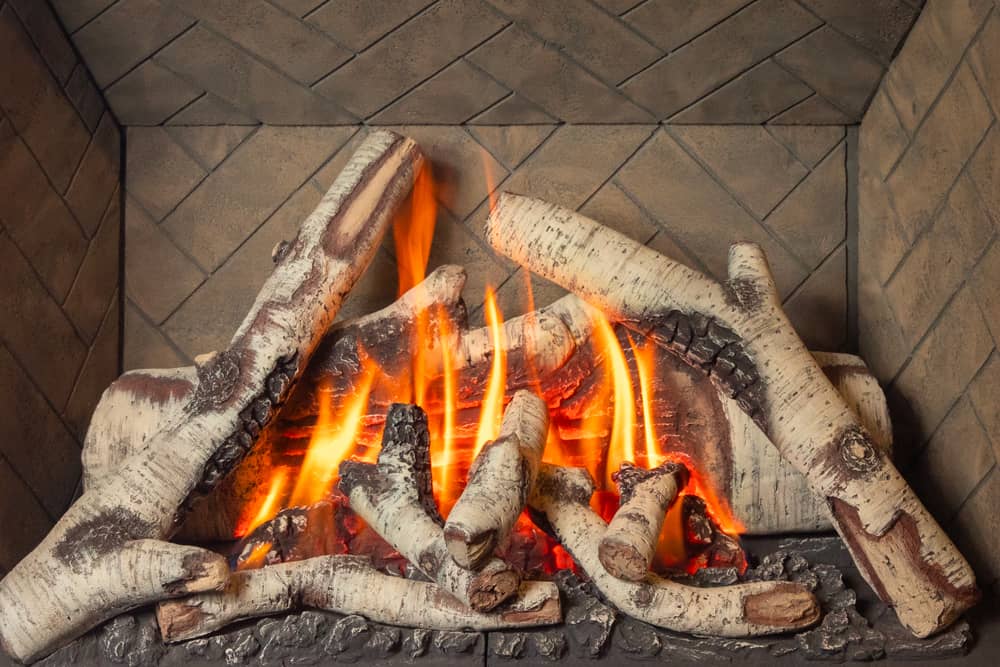 H6 Gas Fireplace Birch Logs