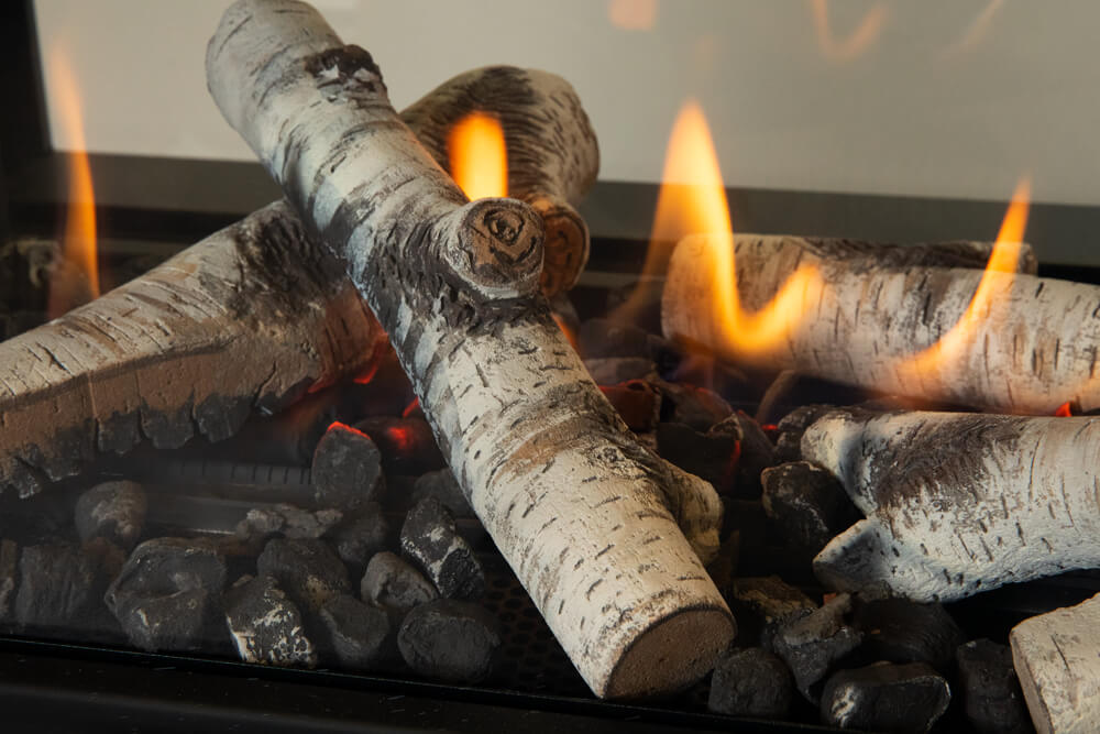 Valor LX1 Pier Gas Fireplace Insert Birch Logs