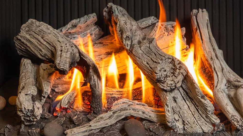 Gas fireplace log material
