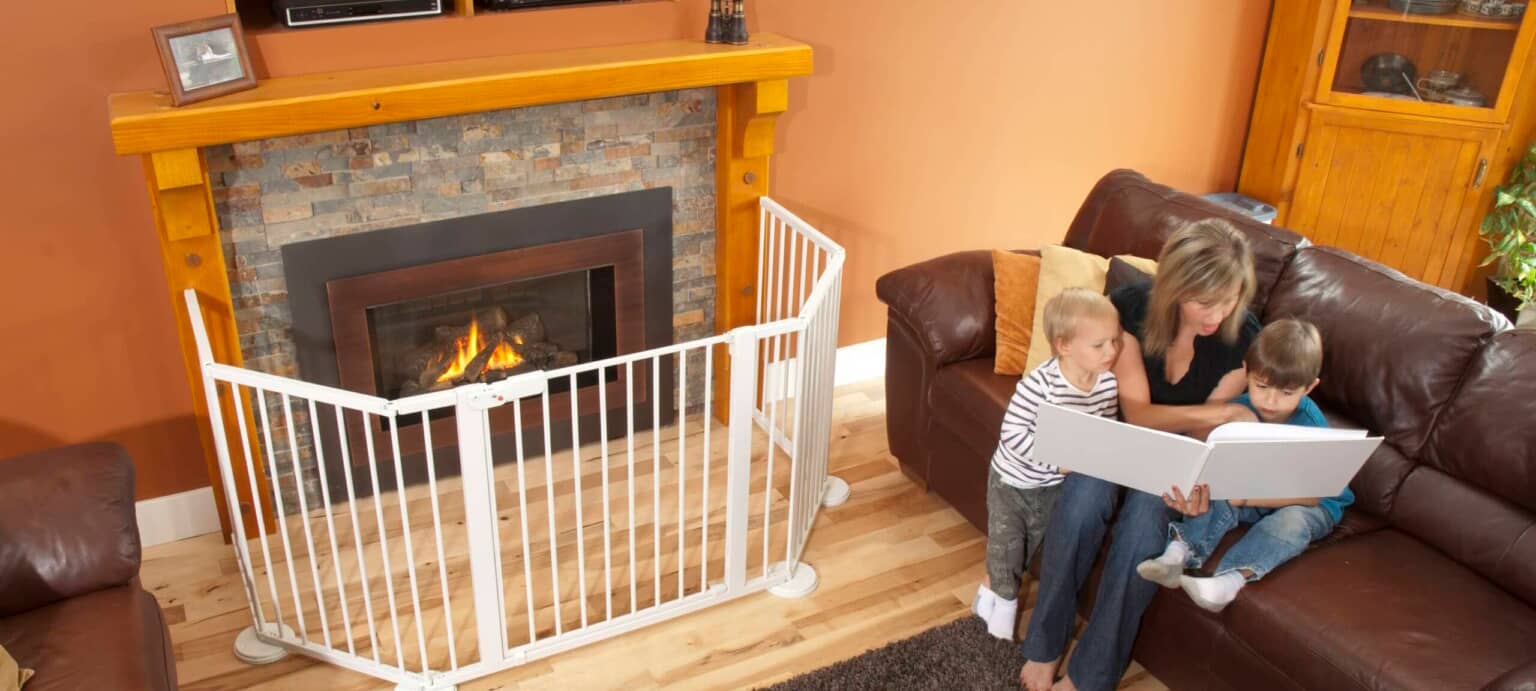 Valor H4 Gas Fireplace with a safety gate