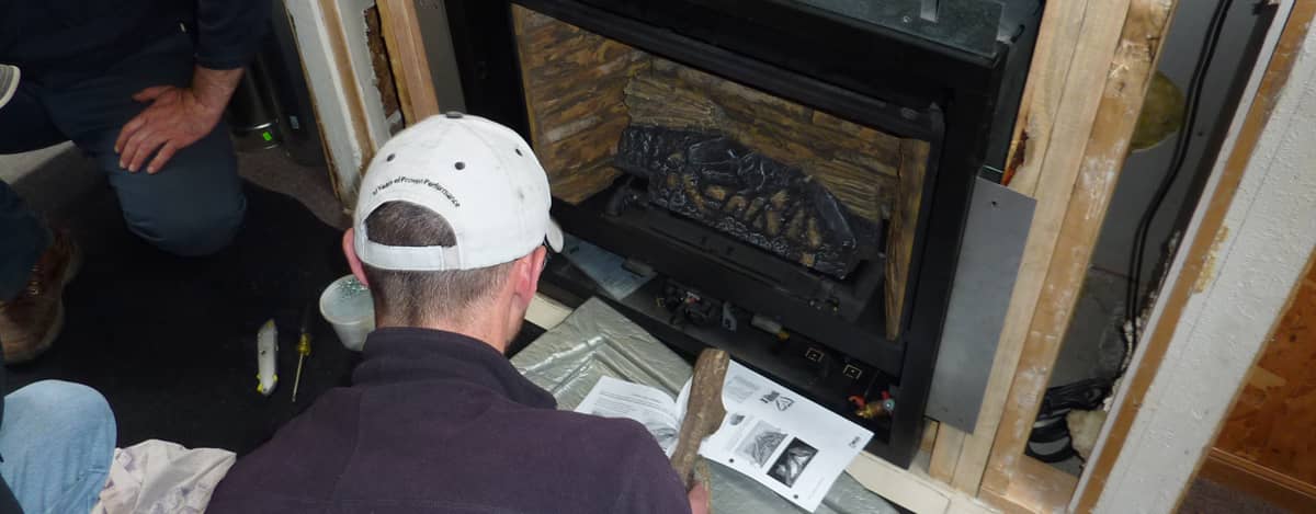 Installing a Valor gas fireplace