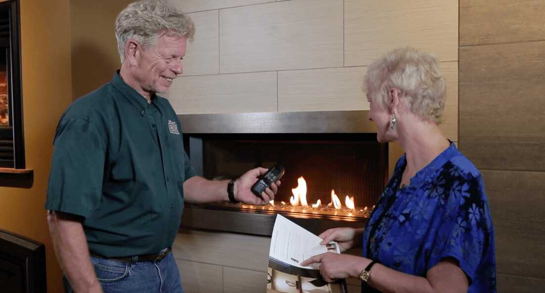 Fireplace Dealer Talking To Customer