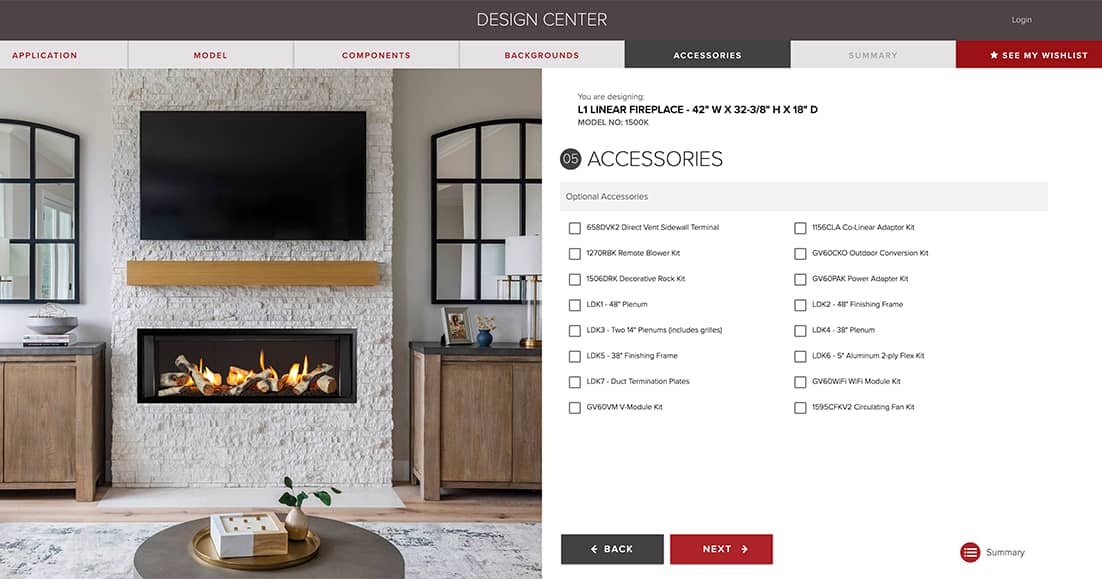 Design your own Valor gas or electric fireplace