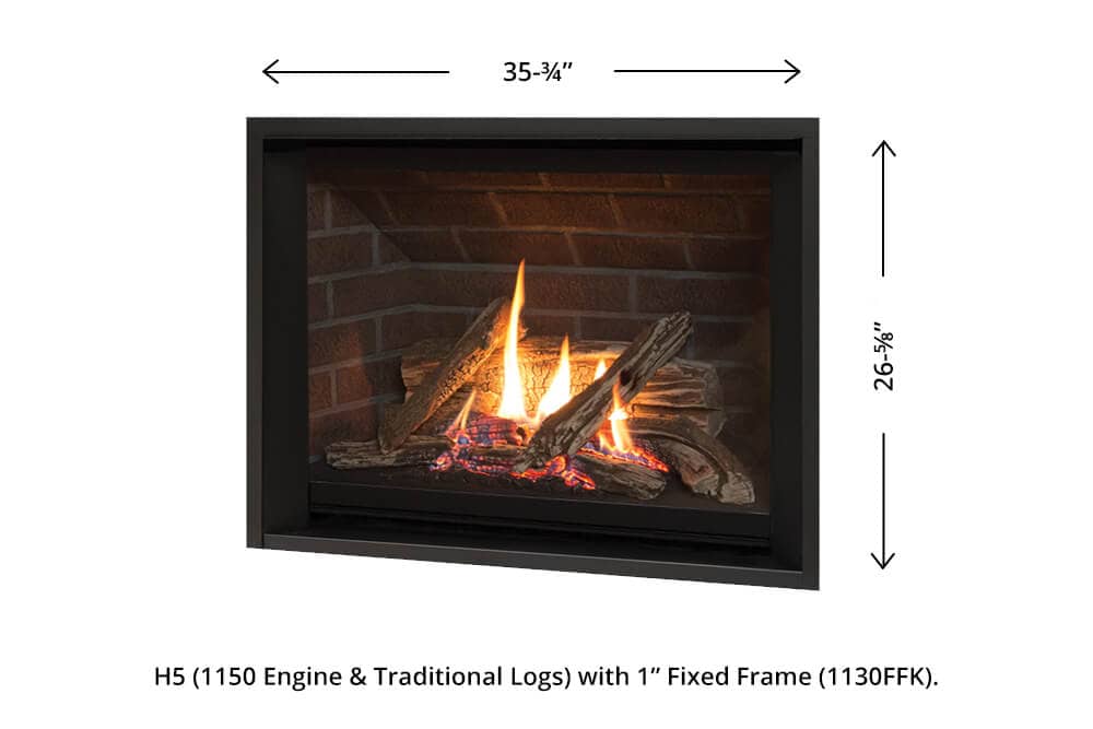H5 Gas Fireplace - 1150 Fixed Frame dimensions