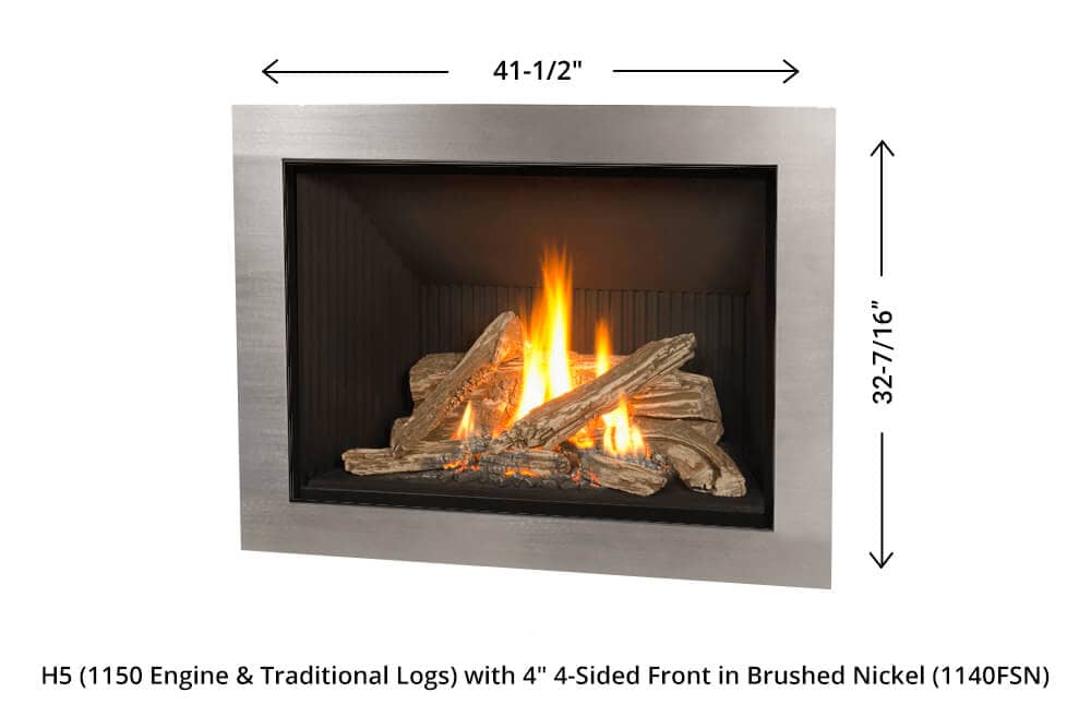 H5 Gas Fireplace - 1150 Four-Sided Front (brushed nickel) dimensions