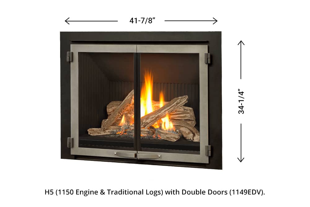 H5 Gas Fireplace - 1150 Double Doors dimensions (vintage iron)