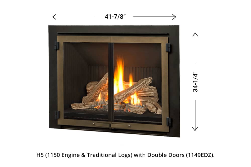 H5 Gas Fireplace - 1150 Double Doors dimensions